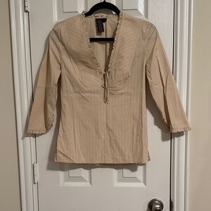 BCBGMaxAzria Cream and Red Striped Blouse